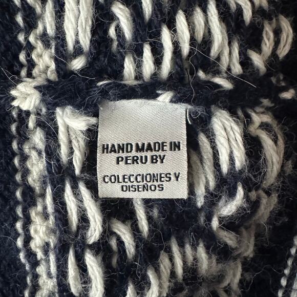 THE ALPACA CONNECTION Sweater Large Hoodie Cardigan Fair Isle Full Zip Llama - Picture 12 of 15